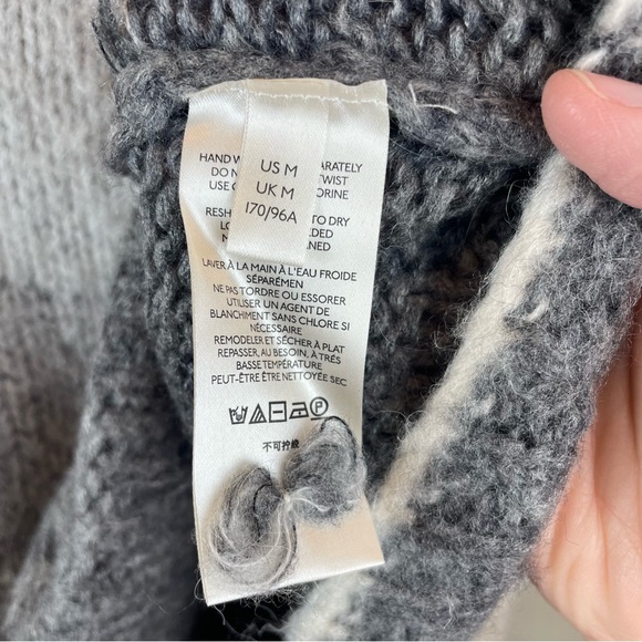 Anthropologie Gray Black Wool Alpaca Stripe Knit Sweater Women Medium Boho - Picture 7 of 9